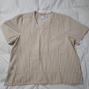 Flax Organic Cotton Top Size Small Striped Beige White